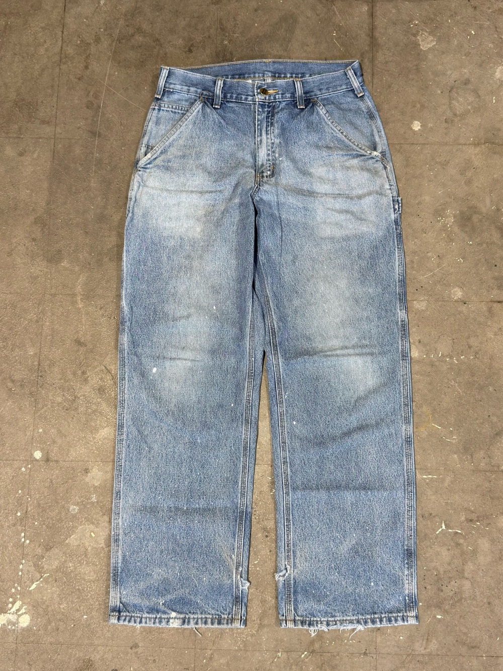 VTG Distressed Carhartt DST Baggy Denim Carpenter Jeans 30x30 Loose Fit Dungaree